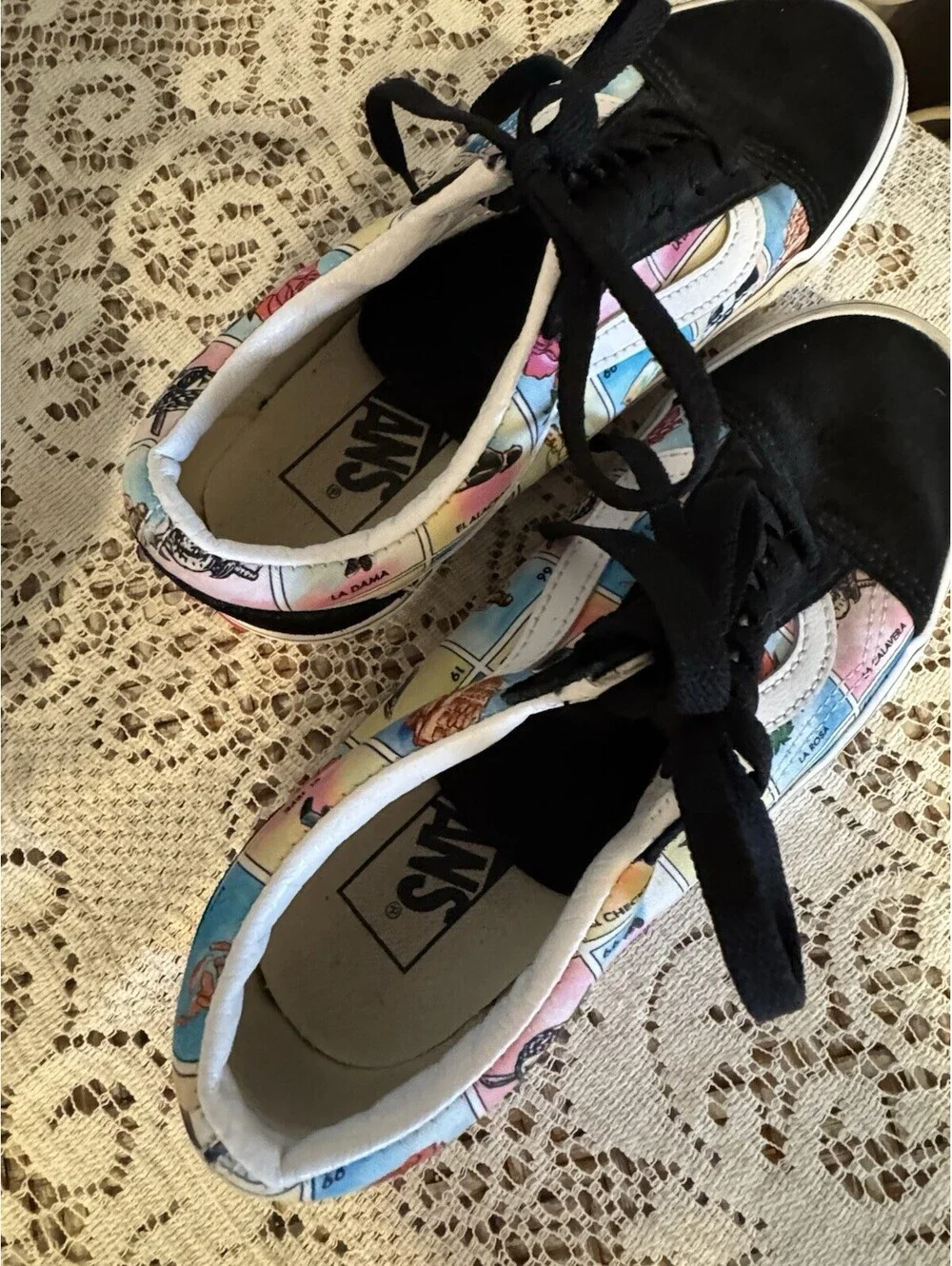 Vans Unisex Old Skool Loteria Multi True White Shoes, Size: 5Men/6.5 Women
